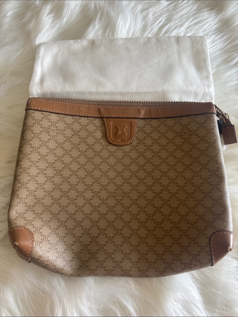 Vintage Celine Tan Macadam Pouch